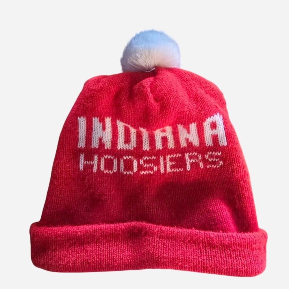 Indiana Hoosiers red‎ knit beanie with white pom pom (Acc1)